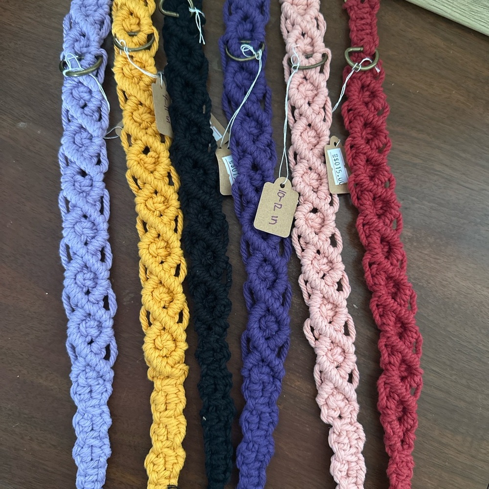 3/$25 Vibrant Crochet Dog Collar Set - Multicolor